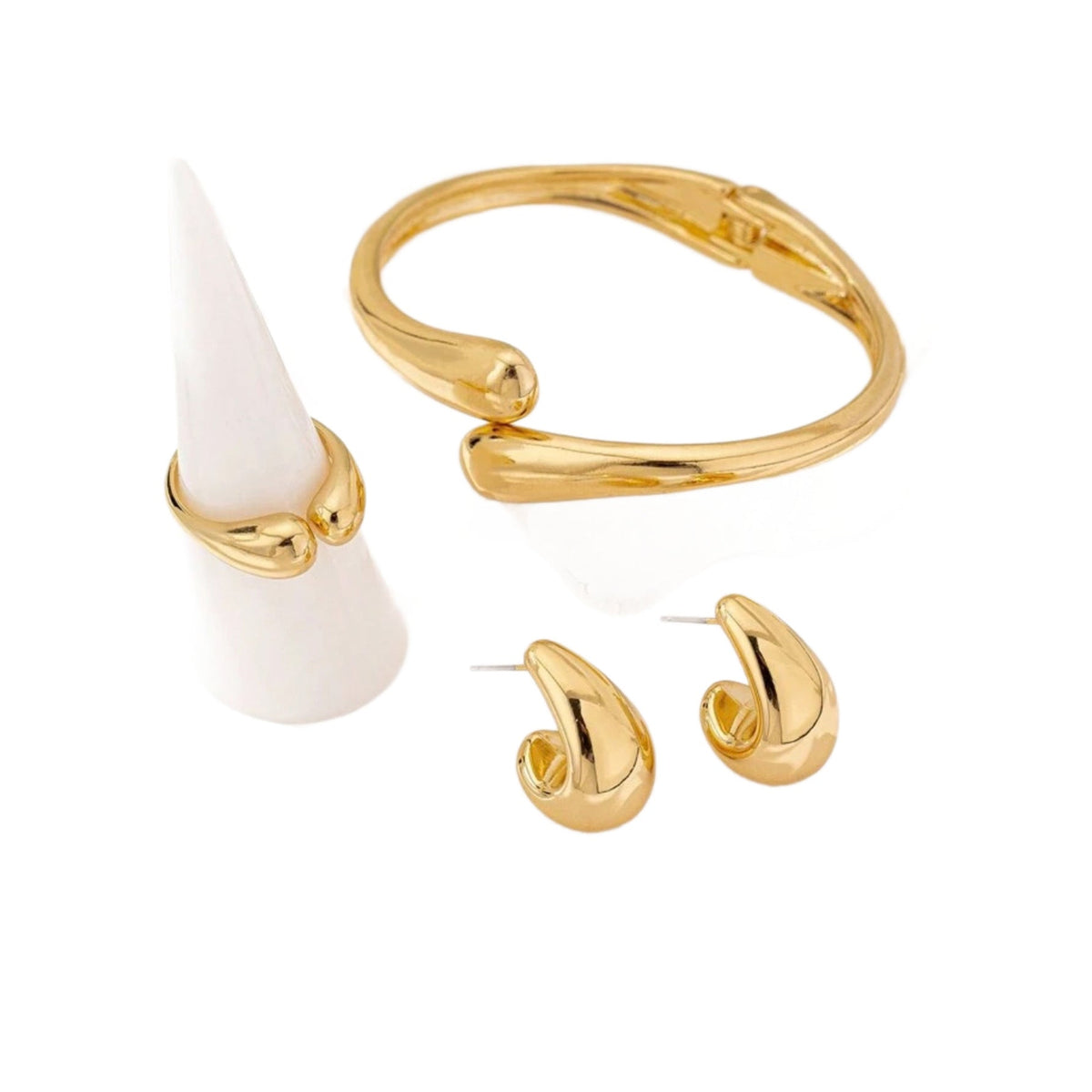 Ensemble sculptural dore Drop - Maison Lania