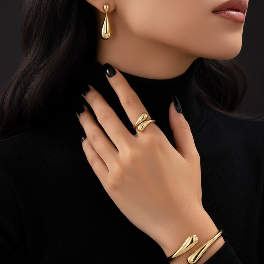Ensemble sculptural dore Drop - Maison Lania