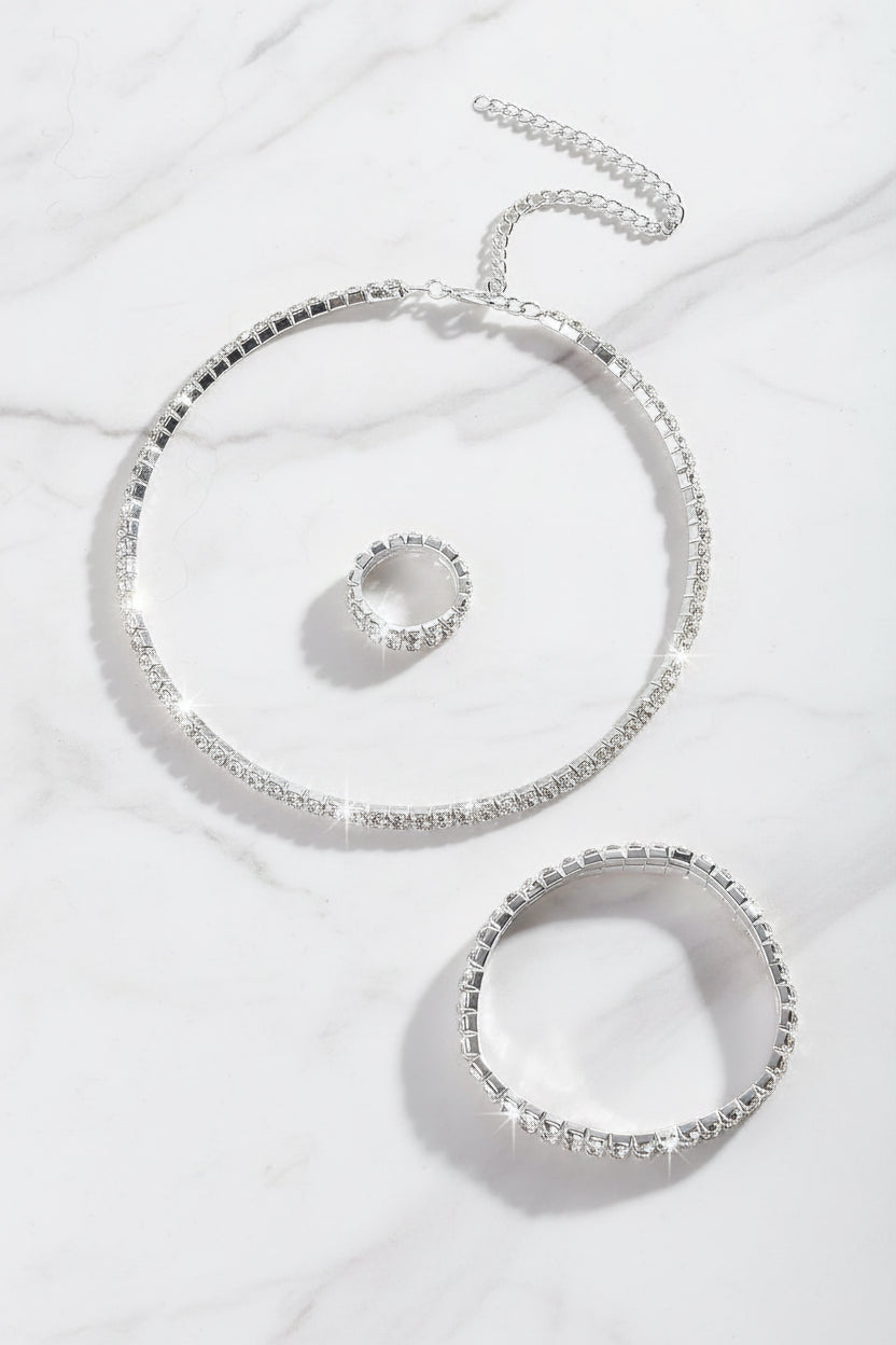 Set assorti collier ras-de-cou et bracelet strass - Maison Lania